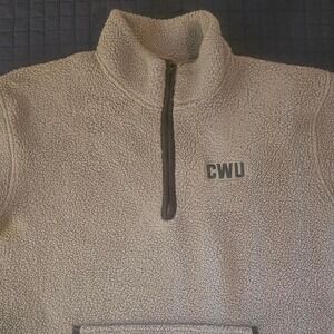 CWU Central Washington University Sherpa Fleece Gray Pullover Quarter Zip Size M